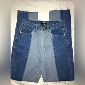 Misguided womens two tone striped jeans size 6